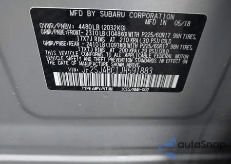 2018 Subaru Forester 2.5I from USA, damaged, VIN JF2SJABC1JH591883